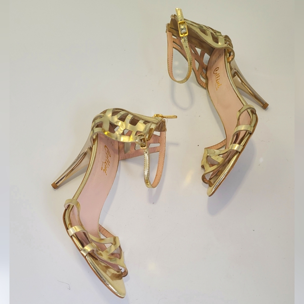 Cellini gold caged style Strappy peep toe Heels size 39